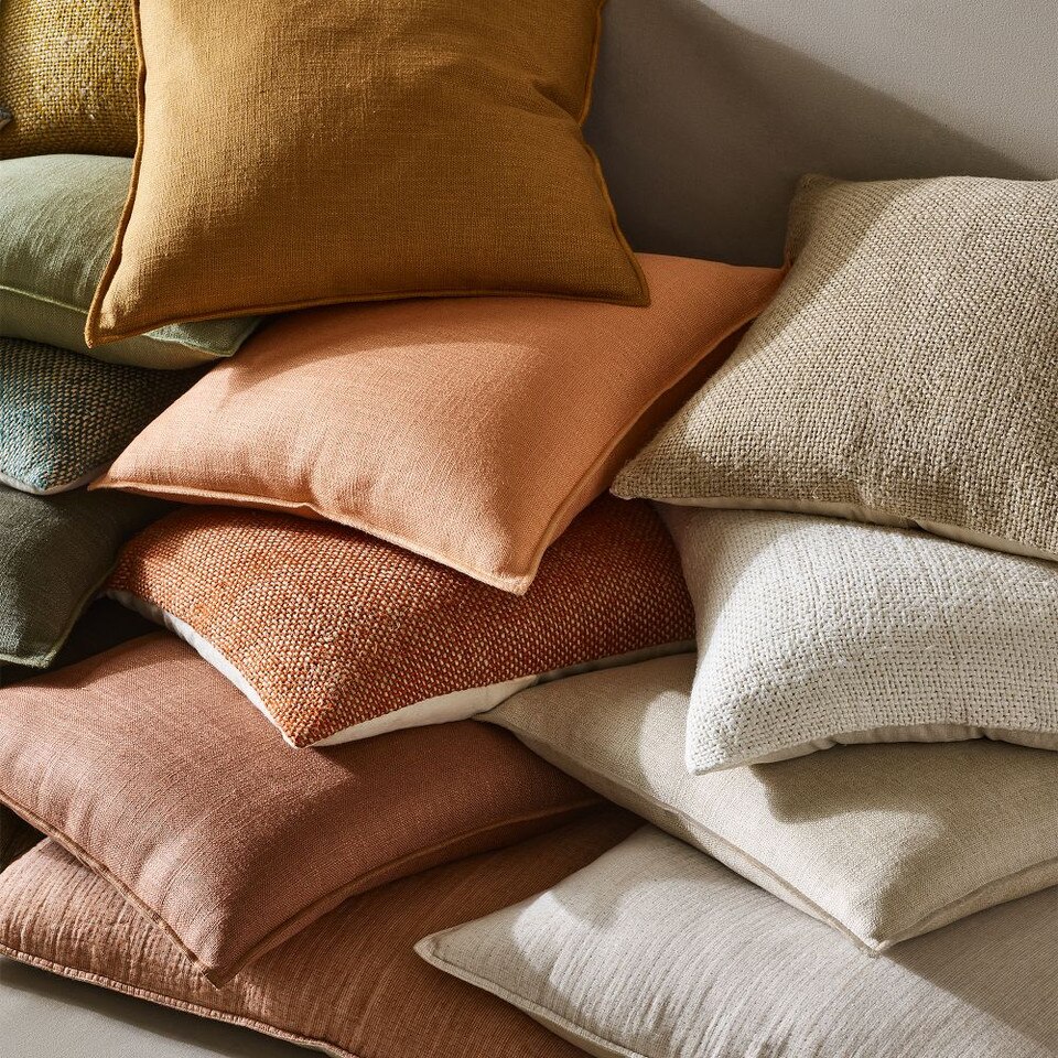 Two Tone Chunky Linen Cushion Cover West Elm Australia